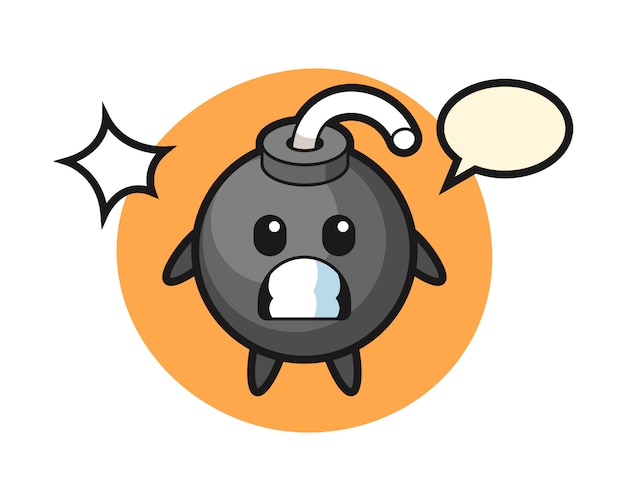 Vector bomb character cartoon with shocked gesture