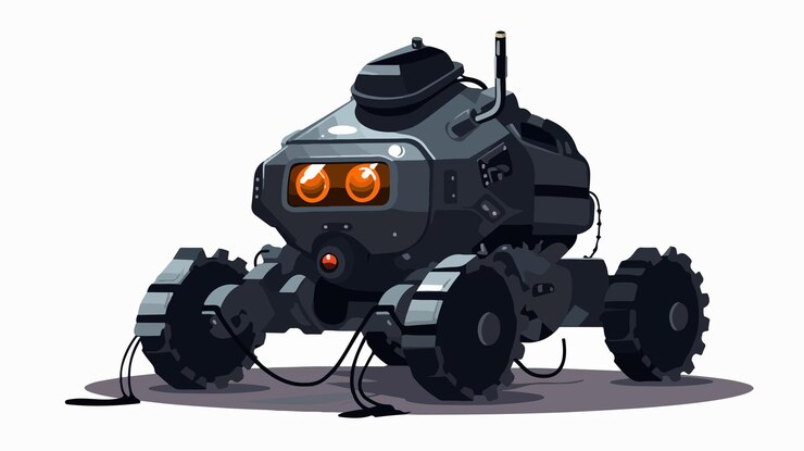 Vector bomb disposal robot silhouette vector cartoon illustration