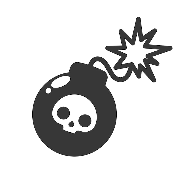 Bomb flat icon with burning fuse