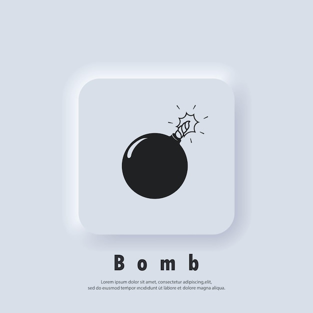 爆弾アイコン。爆弾のロゴ。ベクター。 uiアイコン。 neumorphic uiuxの白いユーザーインターフェイスのwebボタン。
