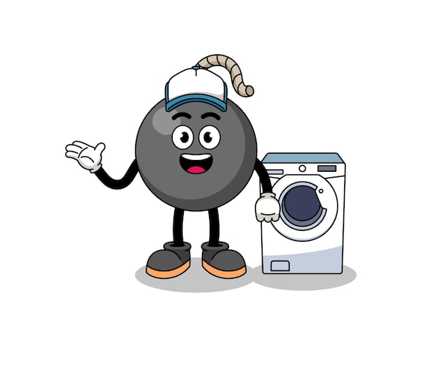 Bomb illustration as a laundry man character design