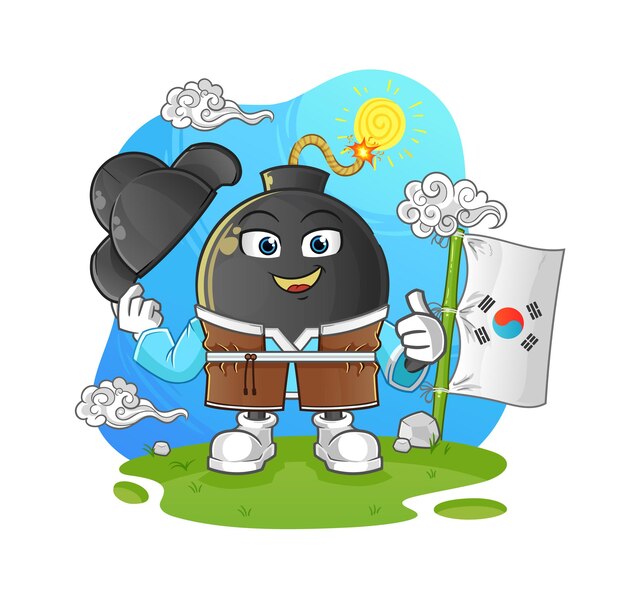 Bomb korean culture vector. cartoon character