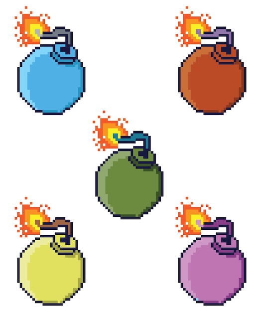 Vector bomb pixel art set explosion pixel art minecraft