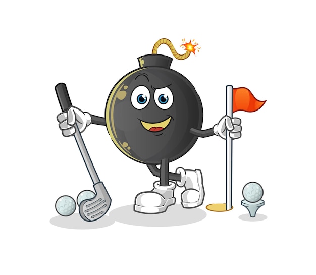 Bomb playing golf vector. cartoon character