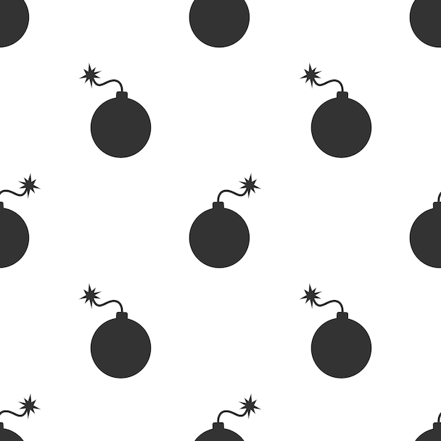 Bomb seamless pattern. Boom symbol pattern. Dynamite sign.