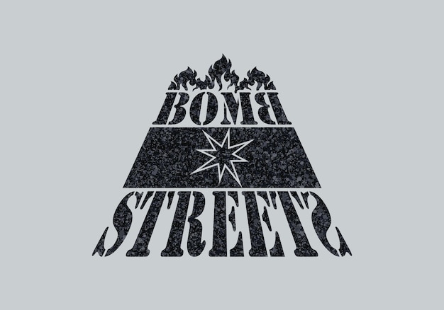 'Bomb Streets' typography with a fire and bomb blast icon.