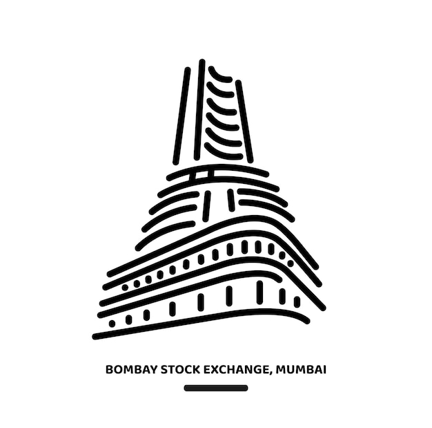 Vettore iconica della borsa di bombay mumbai illustrazione iconica dell'edificio bse