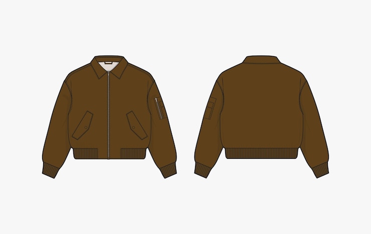 Vector ボンバージャケットのベクトルイラストレーション フラットデザインの概要 衣類のテンプレート スケッチイラスト