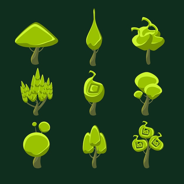 Bomen Met Weird Shape Crown Set
