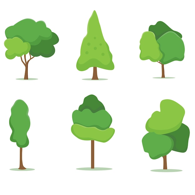 Bomen vectorillustratie in platte ontwerpstijl perfect voor landschapsillustratie