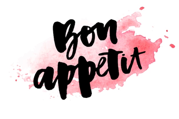 Vector bon appetit 2 belettering kalligrafie penseel ontwerp inkt zwart