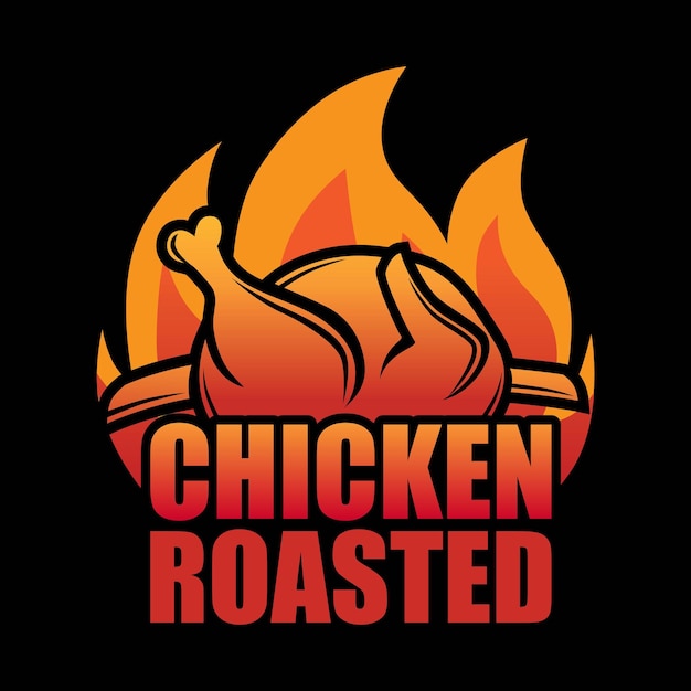 Vector bon fire chicken roasted logo bbq chicken camping