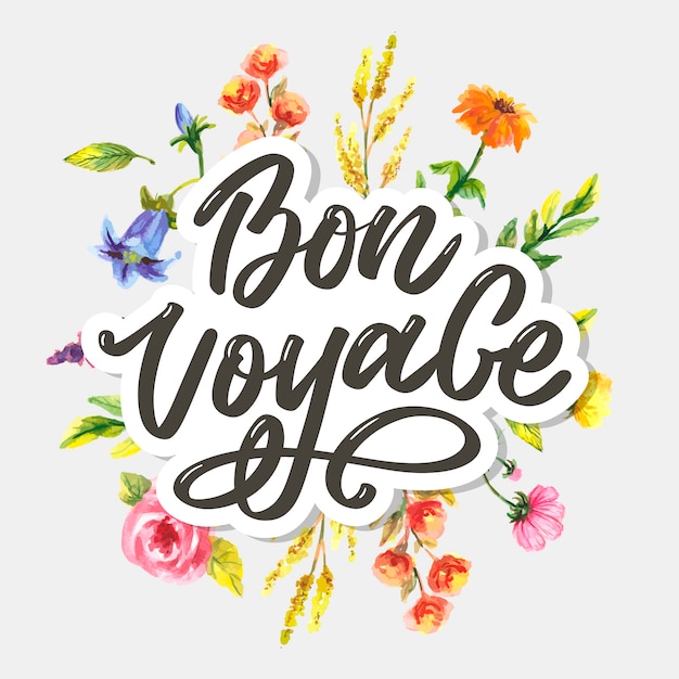 Bon voyage hand belettering kalligrafie reizen