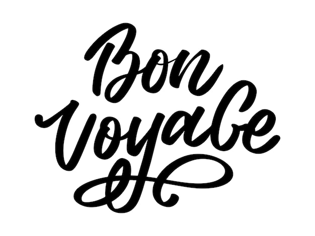 Vector bon voyage hand belettering kalligrafie reizen