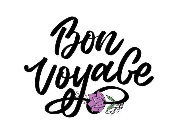 Vettore bon voyage hand lettering