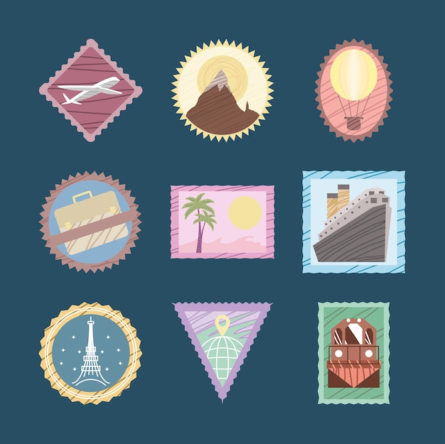 Vector bon voyage post stamp