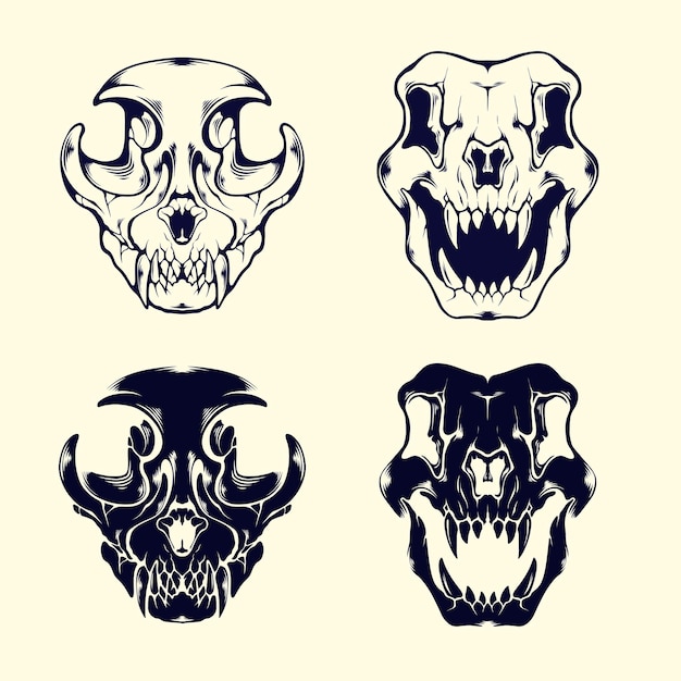 Vector bone animal line art vector