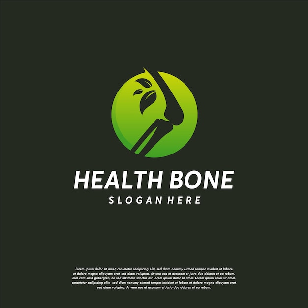 Logo bone care, modello del logo health bone, simbolo del logo bone and leaf