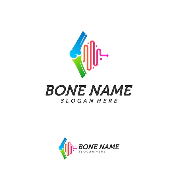 Bone joint pulse logo design inspiratie, bone health logo design concept, bone treatment logo template vector, creative icon