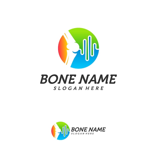 Ispirazione per il design del logo dell'impulso articolare osseo, concetto di design del logo per la salute delle ossa, vettore del modello del logo per il trattamento delle ossa, icona creativa