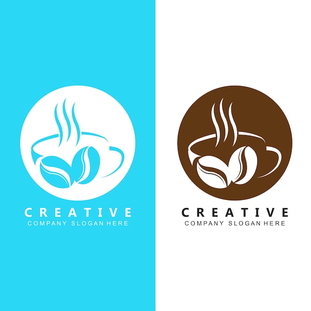 Bonen en koffiekopje Logo sjabloon vector pictogram ontwerp