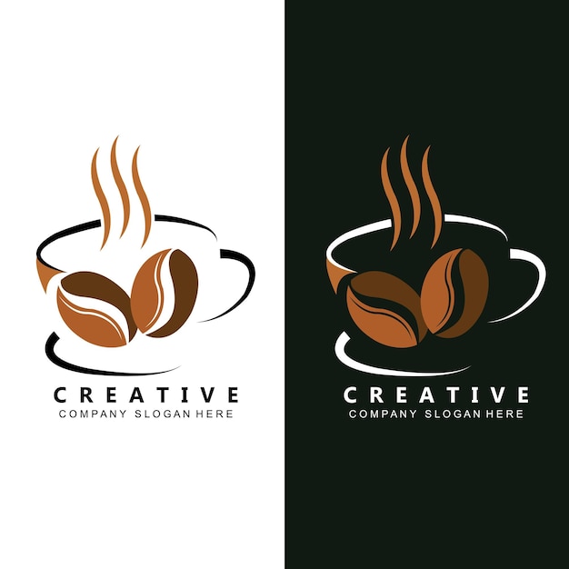 Bonen en koffiekopje Logo sjabloon vector pictogram ontwerp