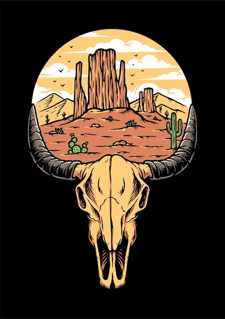 Vector bones and desert landscape