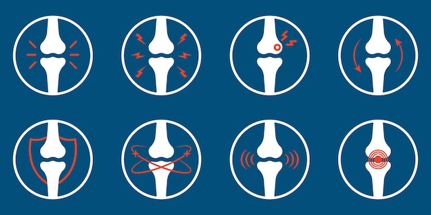 Bones pain silhouette icon set bone injury arthritis osteoporosis inflammation pictogram ache knee