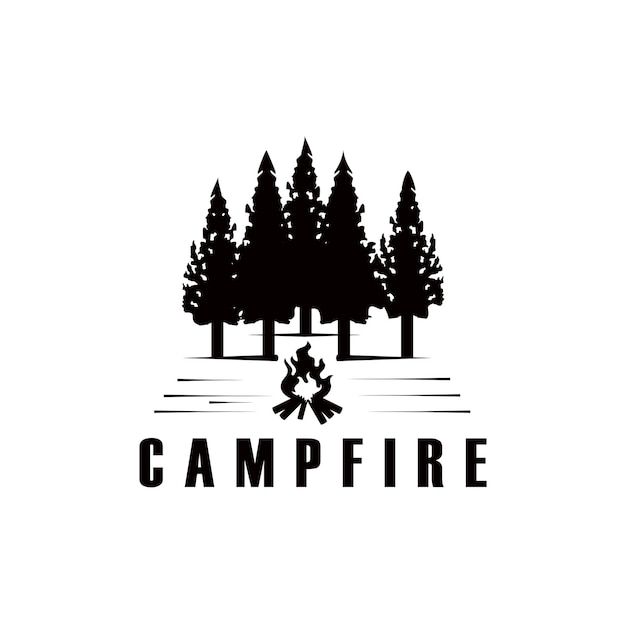 bonfire campfire outdoor adventure logo design