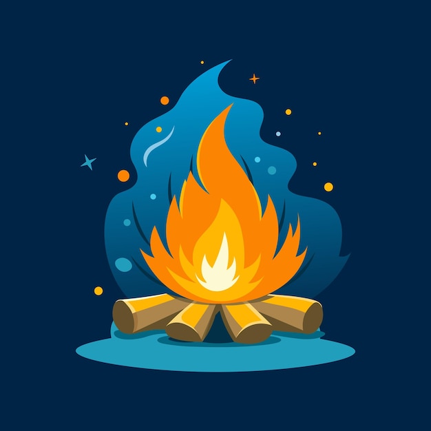 Bonfire in the camping illustration