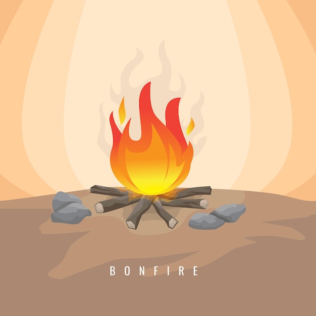 Vector bonfire in cave