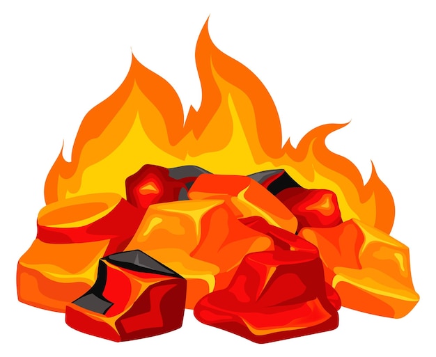 Bonfire icon Cartoon burning coal Campfire flame