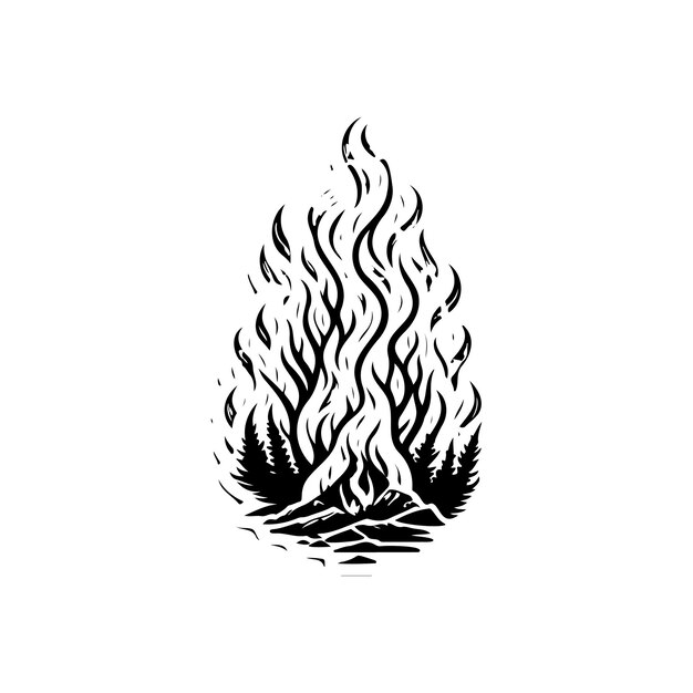 Bonfire icon hand draw black colour camp logo vector element and symbol