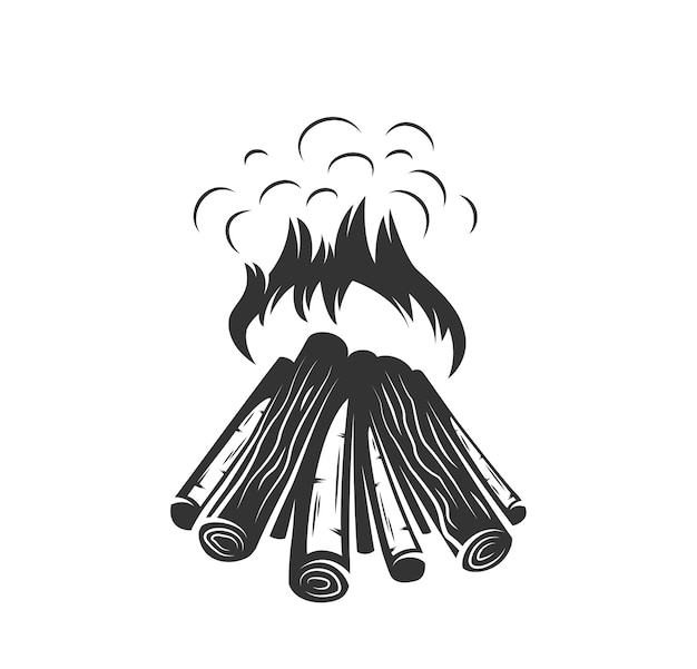 Vector bonfire illustration in hand drawn
