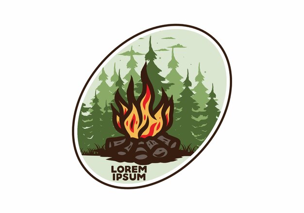 Bonfire in the jungle badge illustration