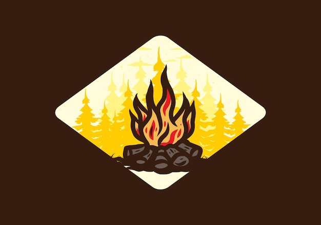 Bonfire in the jungle badge illustration