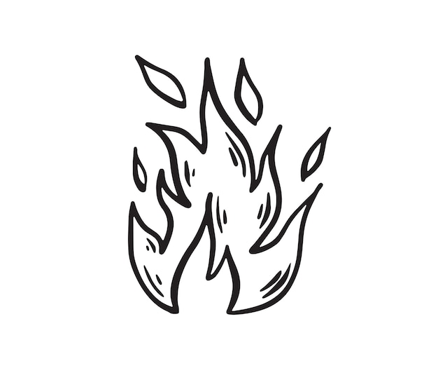 Bonfire set, hand drawn illustration, flame, burning.