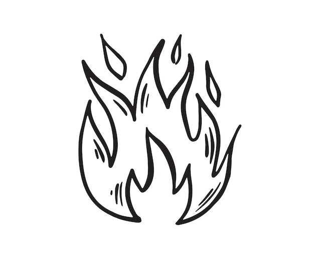 Bonfire set, hand drawn illustration, flame, burning.