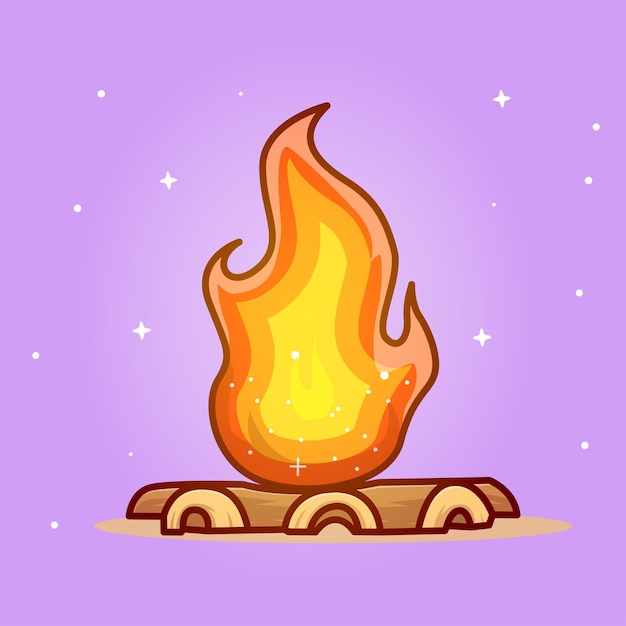 Vector bonfire in space cartoon vector icon illustration. object nature icon concept isolated premium flat