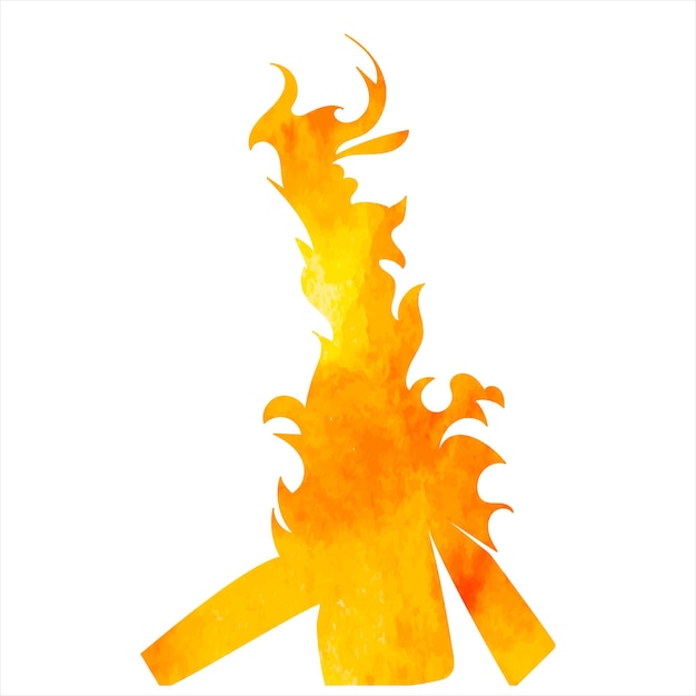 Bonfire watercolor silhouette isolated vector