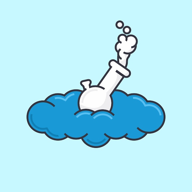 Bong in cloud cartoon, platte ontwerpstijl