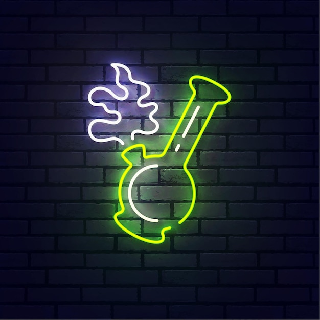 Vector bong neon sign bright signboard light banner bong logo neon emblem and label vector illustration