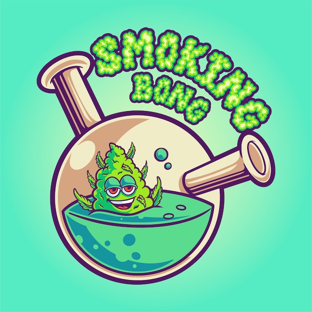 Vector bong for smoking weed. cannabis illustration