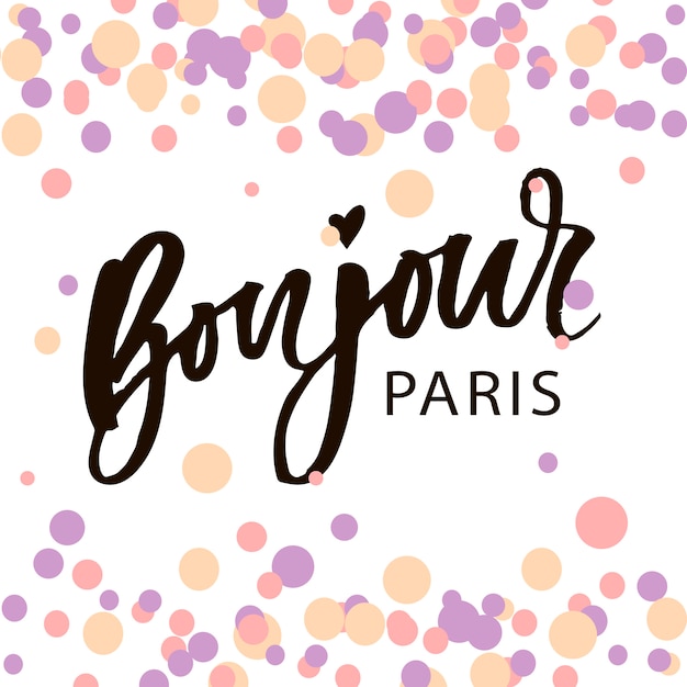 Bonjour Parijs zin Vector belettering kalligrafie borstel aquarel