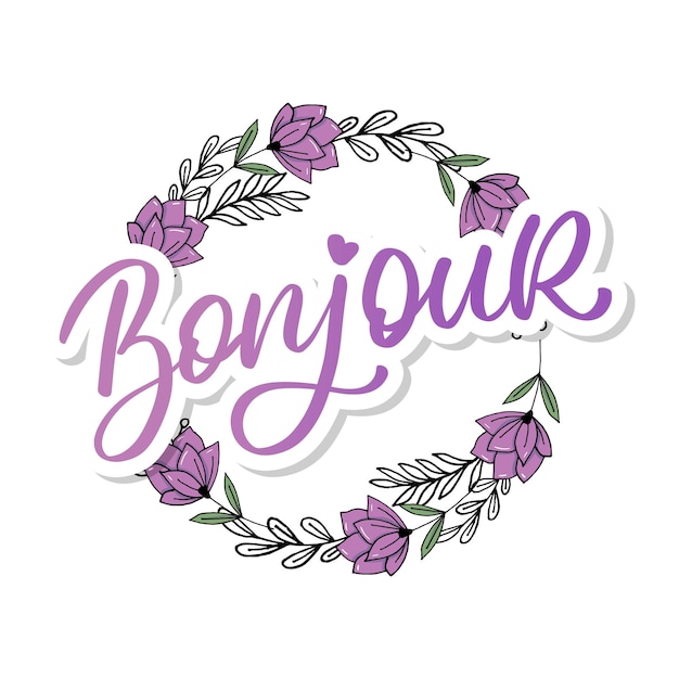 Bonjour Paris Phrase Vector Belettering Kalligrafieborstel Schoolbord