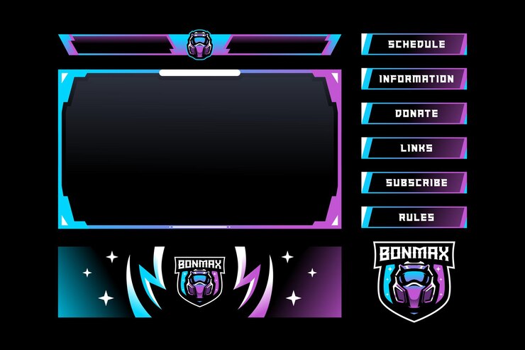 Vector bonmax esport stream package design