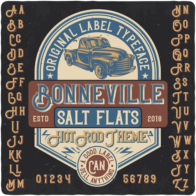 Vector bonneville label typeface