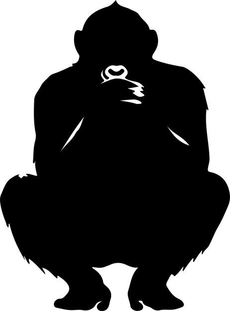 Vector bonobo black silhouette with transparent background