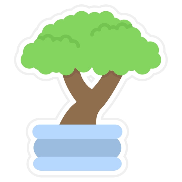 Vector bonsai flat illustration