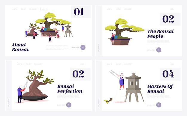 Bonsai growing landing page template set.